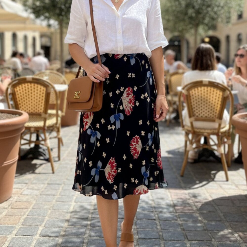 Ann Taylor Silk Floral Pattern Skirt